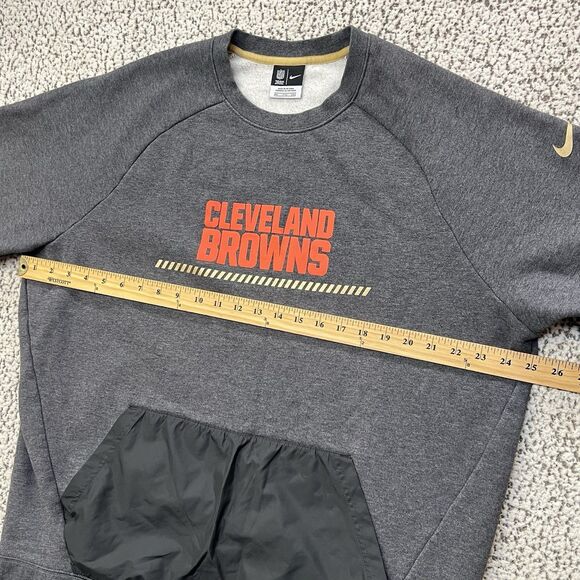 Nike Cleveland Browns Mens XXL Sweatshirt Gray Crewneck Pullover Front Pocket - Picture 10 of 13